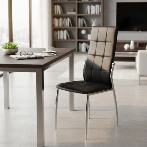 sedia "madeira" ecopelle nera, 44x54x100 cm (1/4)