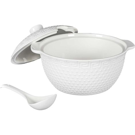 Service à Soupe 9 Pièces en Porcelaine Soupière Blanc (1/5)
