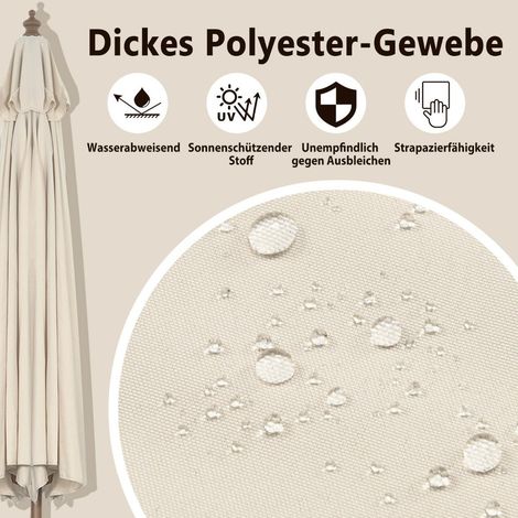 Ombrellone da giardino in legno, 270 cm, inclinazione regolabile, beige