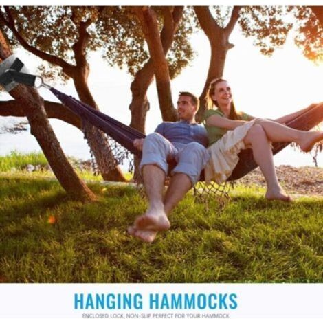 Sangle Hamac, 2 x 150 cm Sangle Balancoire Arbre avec Mousquetons et Anneaux en D, 2 Protection d'arbre, Fixation Hamac Attache pour Camping Balancoire de Jardin Hamac, Max 550kg