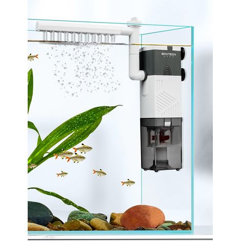 Filtre Interne pour Aquarium avec Pompe à Débit Réglable et Système de Filtration à 3 Niveaux pour Eau Claire et Oxygénation