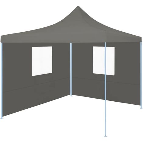 Tente de réception pliable, Tonnelle de Jardin, Pergola Pavillon Chapiteau avec 2 parois 2x2 m Acier Anthracite FCV47737 (1/5)