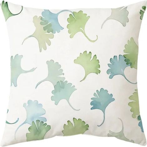 Taie D’Oreiller Coton Linen Feuille De Ginkgo - 40x40 Cm - Décoration Intérieure Extérieure Pour Canapé Lit Chaise Bureau Voiture - 1 Pièce (1/5)