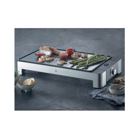 Plancha grill eléctrica 2300W – Placa de fundición de aluminio 27x41 cm – Recubrimiento antiadherente – Temperatura variable con LED – WMF