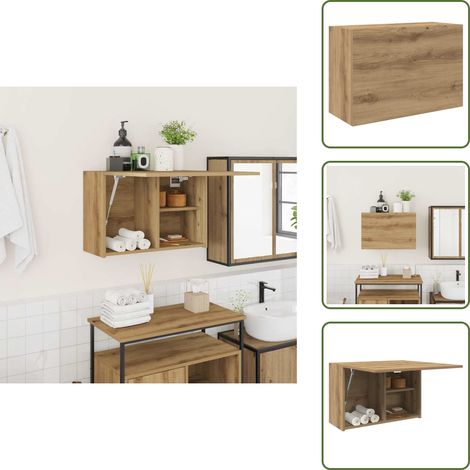 The Living Store Bad-Wandschrank Artisan-Eiche 60x25x40 cm Holzwerkstoff - Holzschrank (1/5)
