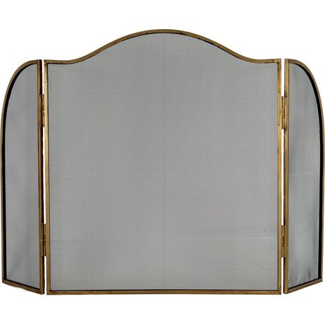 Antiqued Large Fire Screen - Metal - L3 x W85 x H85 cm - Brass