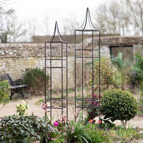 2 x Garden Trading Charlbury Obelisk Plant Supports Metal Black Climbing Plants (1/2)