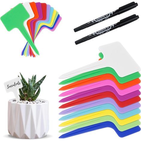 150 Pièces Étiquettes pour Plantes, Accessoires Jardinage Étanche, Etiquette Plastique Livré, Applicable Potager, Potager Interieur, Plante, Herbes (50 Blancs + 100 Couleurs)