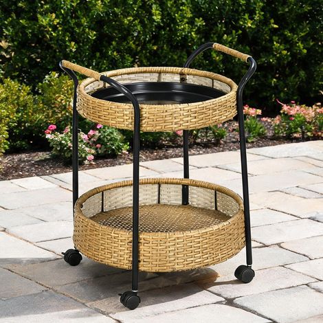 Serviette de jardin roulante 2 étages avec freins et cadre en (1/5)