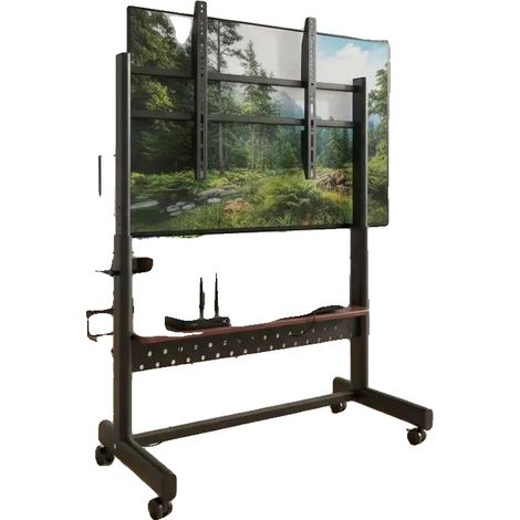 Mobile porta TV, altezza regolabile, con ruote, colore nero. (1/2)
