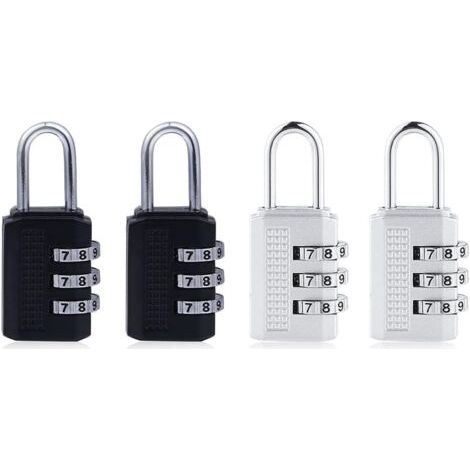 Lot de 4 cadenas à combinaison étanches avec casiers à combinaison à 3 chiffres (1/5)
