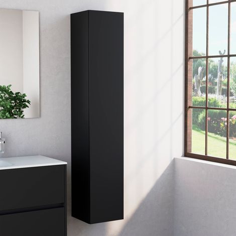 Inda - Colonna bagno con anta SX e 4 ripiani 30x160 cm - Nero (1/4)