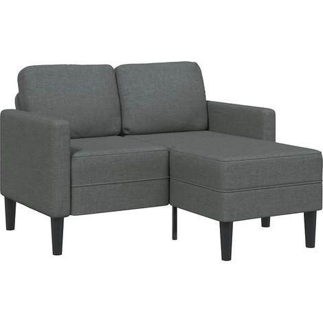 2-Sitzer-Sofa mit Chaiselongue L-förmig Dunkelgrau 125 cm Stoff