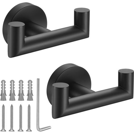 2er-Pack – Doppelhaken – Edelstahl – Kleiderhaken – Handtuchhalter – Badezimmer – Doppelhaken – Handtuchhaken (1/5)