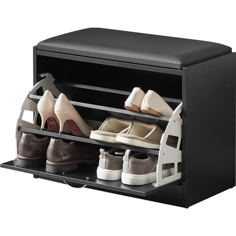 SoBuy Scarpiera Panca Scarpiera Portascarpe Con Seduta Nero Profondità30cm FSR16-SCH