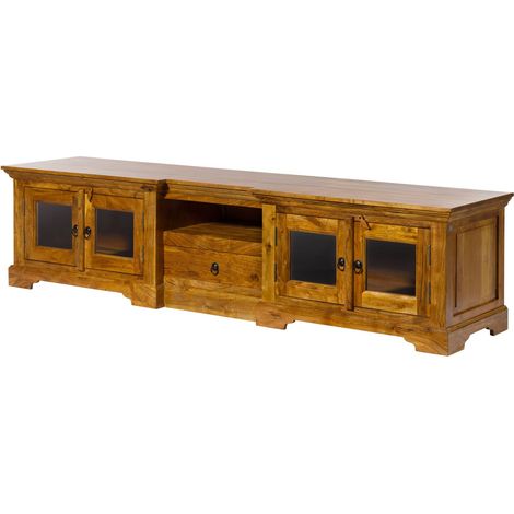 Meuble TV 210x50 Acacia laqué Miel OXFORD 0339 (1/4)