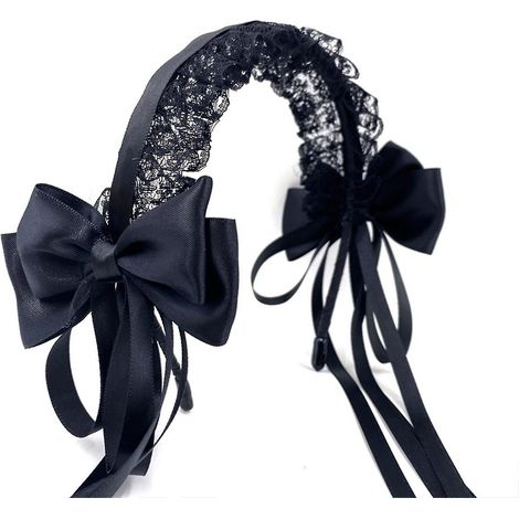 Spitzenhaarband mit Schleife, eleganter Haarschmuck für Damen, ideal für Cosplay und Kostüme – Schwarz (1/4)
