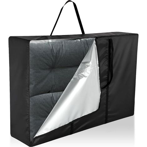 420D Waterproof Garden Storage Bag for Garden Cushions, Upholstery Cushions with Zipper and Handles, Large Storage Bag, Black 120 x 30 x 80 cm (1/4)