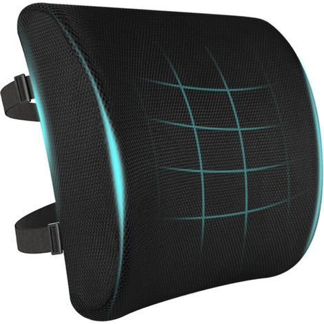 Lendenstützkissen, ergonomische Rückenstütze aus Memory-Schaum, korrigiert die Körperhaltung, für Auto, Büro, Stuhl, Sessel, waschbarer Bezug (Schwarz) (1/5)