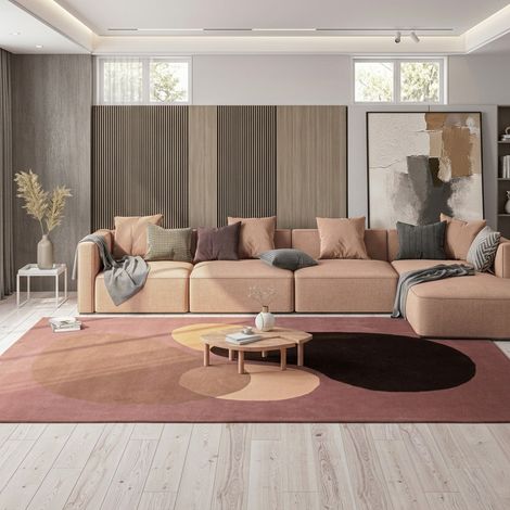 Tapis en laine Bambee - Tapis en laine - 180x120cm, Rectangular - 100% Laine vierge - Tufté main - Violet clair