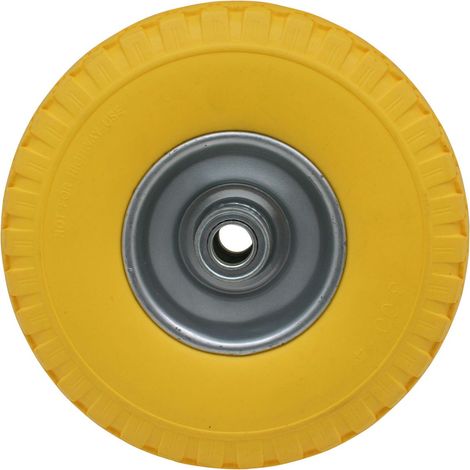 Benson Tools Rad und Reifen klein 3.00-4 PU gelb mit Stahlfelge, maximale Belastung 80 kg, ideal für Schubkarren, Bollerwagen und Gartenkarren, langlebig und robust
