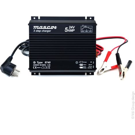 Mascot - Chargeur plomb 24V/5A 230V Mascot 9740 - pinces crocodiles (Intelligent) (1/4)