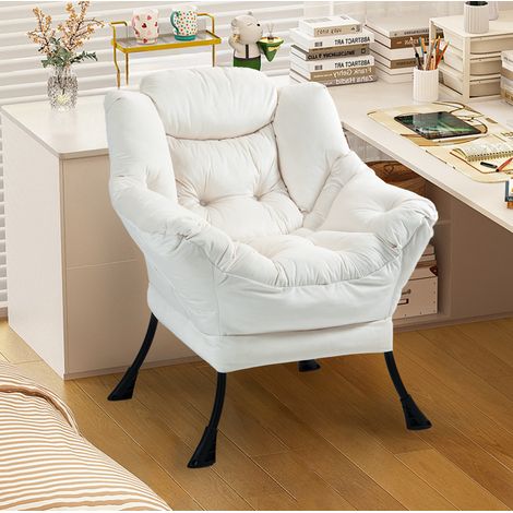Relaxsessel Off White aus Metall mit hochdichtem Schaum und Seitentasche (1/4)