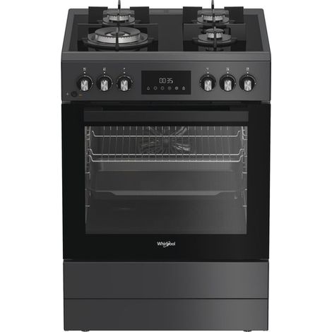 Whirlpool – Cuisinière gaz 72l 4 feux anthracite – Brûleur triple couronne 2000W – Nettoyage par catalyse – Four multifonction A+
