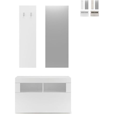 Ensemble miroir, porte-manteau et meuble à chaussures pour entrée Basic Triangle - Blanc