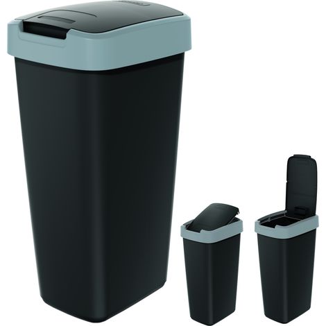 Keden Mülleimer Müllbehälter Abfalleimer Papierkorb Schwingeimer schwarz, Liter: 25 Liter (1/4)