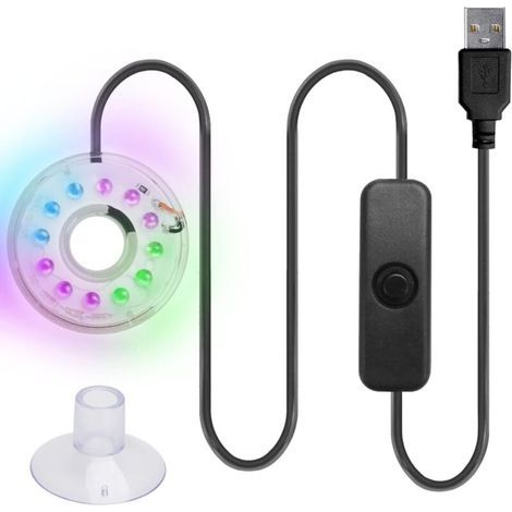 LED Lamp for Aquarium, USB 5 V 3 W Underwater Lighting RGB Multi-Colour, Underwater Lighting, Waterproof, ABS, for Aquariums (1/4)