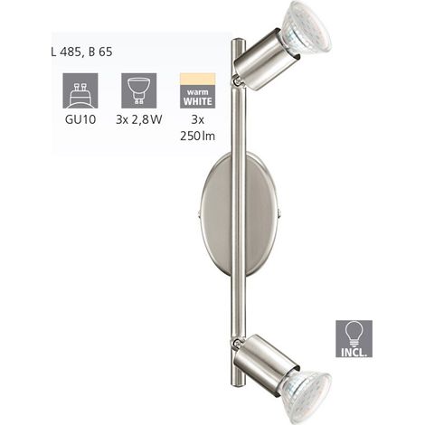 Eglo 2er LED Spot Buzz nickel-matt 28,5 x 6,5 cm GU10 Deckenlampen & Kronleuchter (1/5)