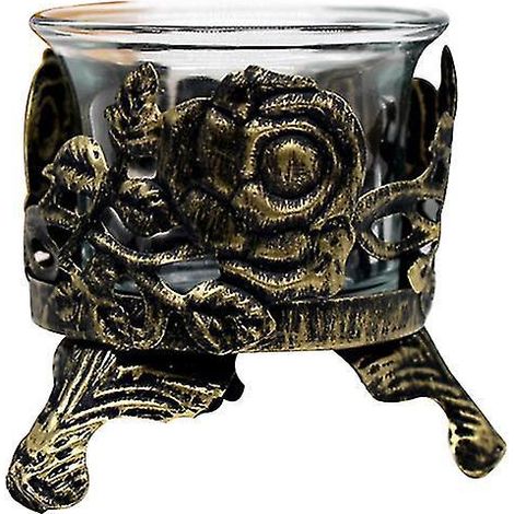 Tischdekoration aus Eisen und Glas zur Kerzenhaltung (1/3)