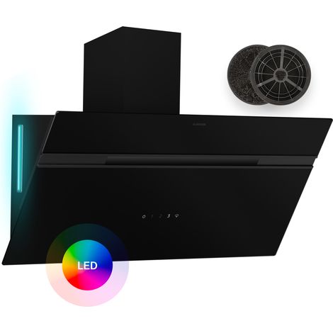 Klarstein – Hotte aspirante murale 90 cm – Débit 615 m³/h – Éclairage LED 9 couleurs – Classe A – 54 dB – Extraction et recirculation