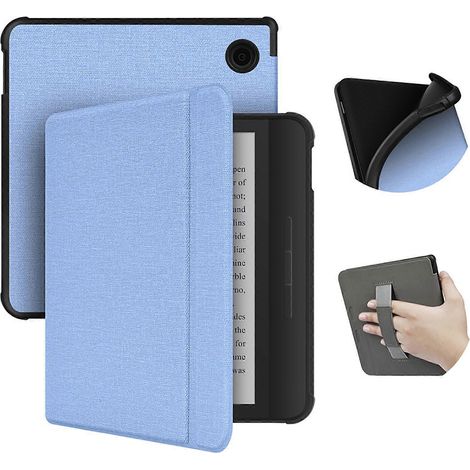 Étui pour liseuse Libra Color 2024 de 7 pouces avec fonction veille/réveil automatique, coque arrière souple en TPU résistant à l'usure et dragonne, bleu ciel. (1/4)