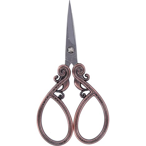 Paire de ciseaux artisanaux en acier inoxydable, style rétro cuivre antique, portables pour broderie DIY et couture domestique (1/5)