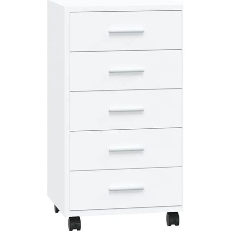 Mobile contenitore moderno e flessibile per ufficio 33 x 38 x 63 cm realizzato in legno composito bianco lucido 020047078