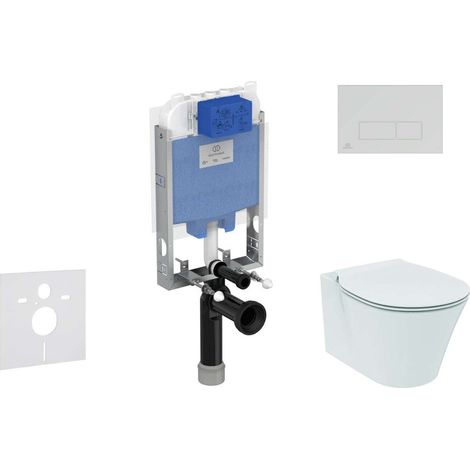 Ideal Standard ProSys - Ensemble pour WC suspendu, cuvette et abattant Connect Air, Plaque de déclenchement Oleas M2, Aquablade, SoftClose, chrome mat ProSys80M SP92 (1/5)