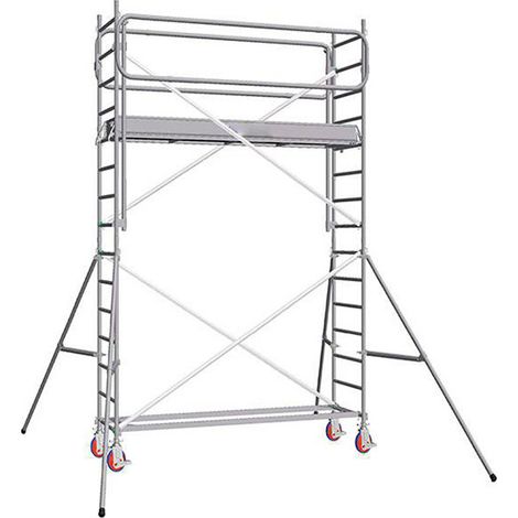 Echafaudage roulant alu - montage facile - hauteur de travail max 4.90m - 7130032