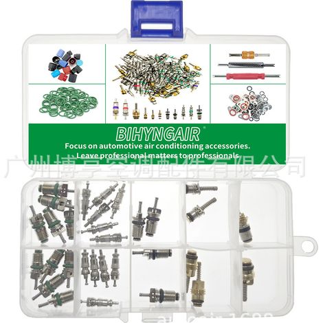 Boîte de 30 pièces pour noyaux de valve de climatisation automobile, kit d'outils de réparation de réfrigération R12 R134a (1/4" 5/16") (1/5)