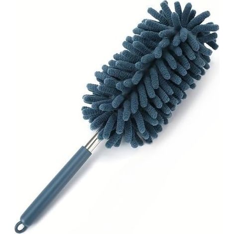 Lot de 2 plumeaux en microfibre avec poignée ergonomique et design télescopique – Nettoyage en profondeur pour meubles, voitures, vêtements, décoration d'intérieur – Pas d'électricité (bleu foncé) (1/5)