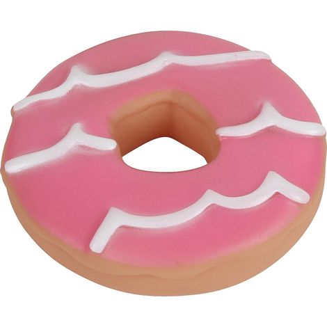 Jouet pour chien en caoutchouc couineur, interactif à mâcher, en forme de donut, pour le nettoyage des dents, durable (rose) (1/5)