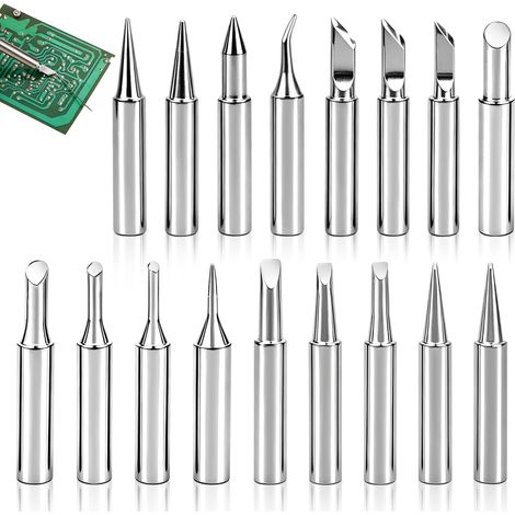 Lot de 17 pointes à souder de 900 m - Pointes à souder de rechange pour 936 stations de soudure - Différentes formes - Pour électronique, bricolage et réparation - Compatible avec 936, 937, 907, 938, (1/5)