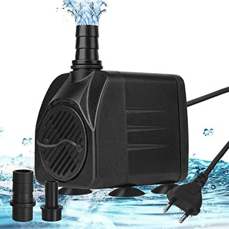 Submersible Water Pump, 800L/H 16W Ultra-Quiet Adjustable Aquarium Pump with 4 Suction Cup Feet for Pond Fish Fountain Fish Tank 2 9/13mm Nozzles 1.4m Cord (1/5)