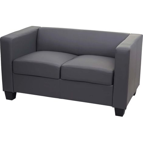 Canapé 2 places moderne en similicuir gris foncé avec structure stable 040010830