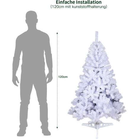 Jiubiaz 120cm Künstlicher Weihnachtsbaum mit 220 Spitzen PVC, Tannenbaum mit Ständer, Christbaum Kunstbaum Weiß