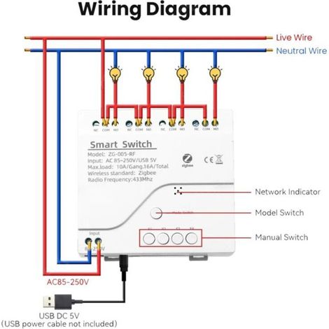Module Commutation Intelligent Zigbee 4 Canaux RF433 Domotique Relais Sans Fil Commande Vocale (1/3)