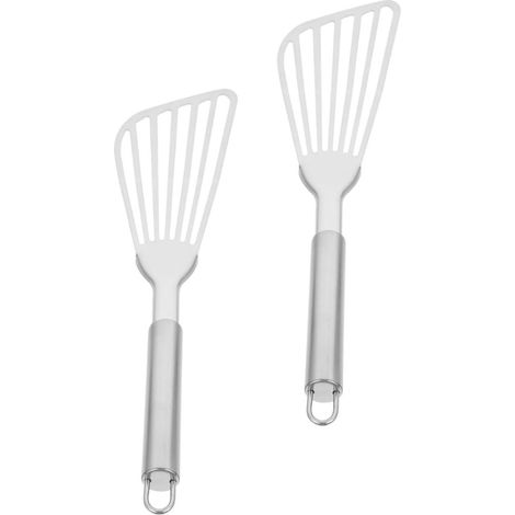 Spatules à Steak Coudées Acier Inoxydable 2 Pièces, Outils Cuisine Antiadhésifs, Ustensiles Légers pour Cuisson Maison, Restaurant et Barbecue