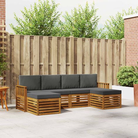 Sofagarnituren 6 pcs Natur und Anthrazit Massivholz Akazie (1/5)