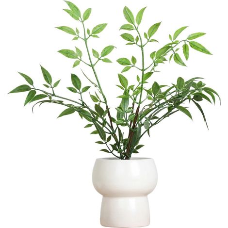 Bouquet de fleurs artificielles, fleurs en plastique longue durée, pot rond décoratif + Nandina (1/2)